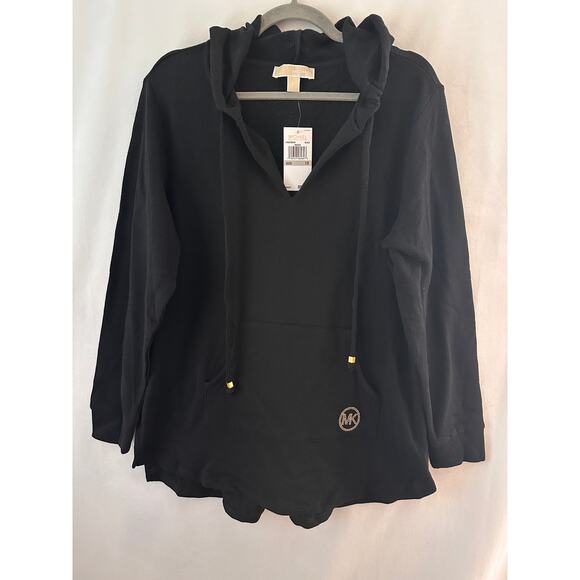 Michael Kors Lightweight Knit Hoodie Sweeater Casual Black MK NEW 1X - Picture 1 of 5